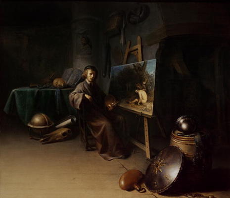 Artist in his studio de Gerrit or Gerard Dou