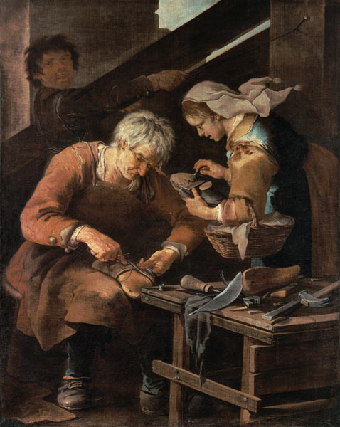 In the shoemaker workshop. de Giacomo Francesco Cipper