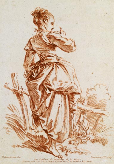 Shepherdess (etching after Boucher) de Giles Demarteau