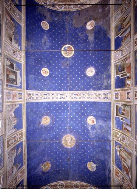 View of the ceiling vault with medallions depicting Christ, Madonna and Child and the Doctors of the de Giotto (di Bondone)