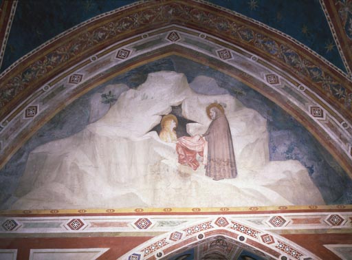 Zosimas reicht der hl. Maria Magdalena in der Wueste einen Mantel, um ihre Bloesse zu bedecken de Giotto (Schule)