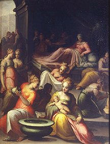 Die Geburt Johannes des Täufers. de Giovanni Battista Naldini