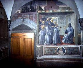 St. Benedict and the Chalice of Poisoned Wine detail from the fresco cycle of the Life of St. Benedi