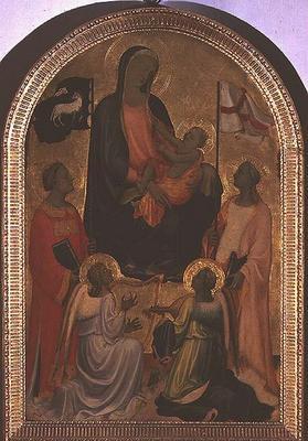 Madonna and Child with St. Stephen and St. Ursula (tempera on panel)