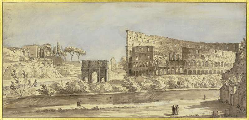 Das Kolosseum und der Konstantinsbogen zu Rom de Giovanni Paolo Pannini