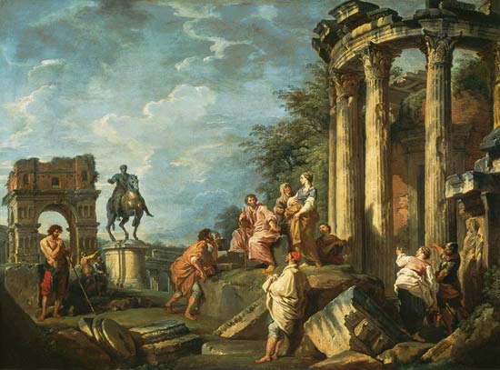 Peasants Amongst Roman Ruins de Giovanni Paolo Pannini