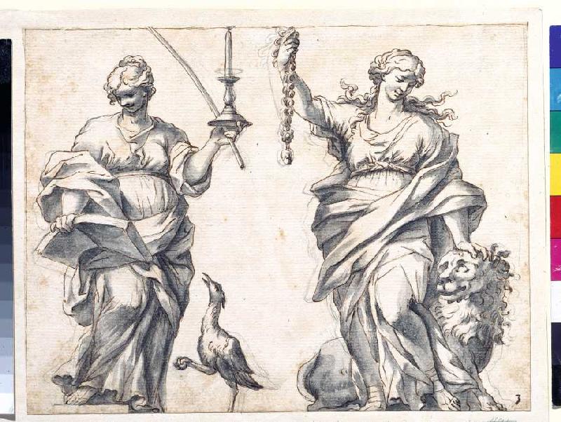 Allegorien der Wachsamkeit und der Stärke. de Giovanni Battista Lenardi