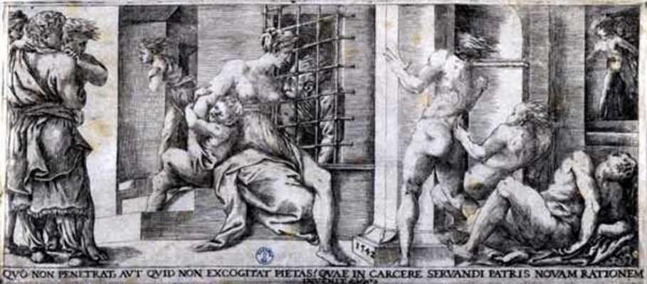 Roman Charity (engraving) de Giulio Bonasone