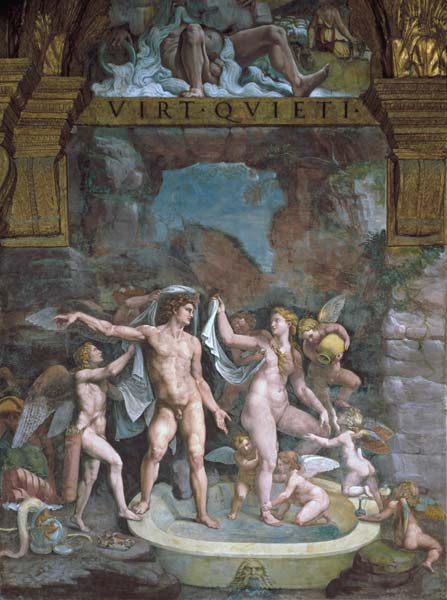 Mars and Venus bathing, aided by Cupid and putti from the Sala di Amore e Psiche de Giulio Romano