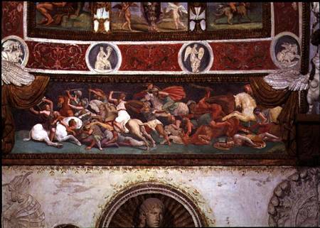 Camera delle Aquile, detail of the frieze depicting the battle between the Greeks and the Amazons de Giulio Romano