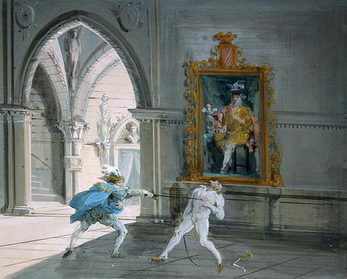 Don Juan, The Duel (w/c on paper) de Giuseppe Bernardino Bison