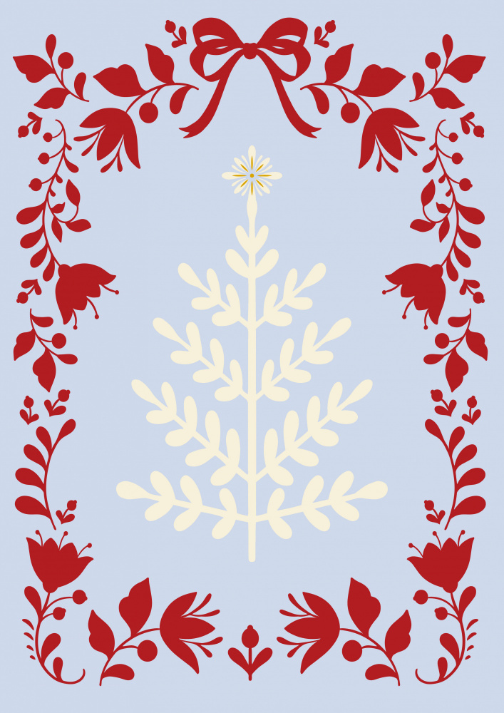 Christmas Tree Blue and Red de Grace Digital Art Co