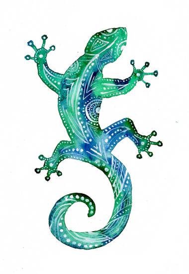 Türkiser Gecko Tribal Tattoo