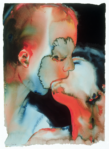 Close-up Kiss, 1988 (w/c on paper)  de Graham  Dean