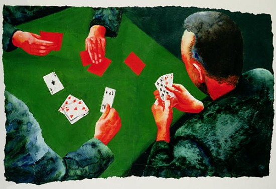 Card Game, 1988 (w/c and acrylic on paper)  de Graham  Dean
