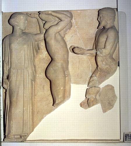 Metope X from the Temple of Zeus depicting Hercules Receiving the Golden Apples of the Hesperides fr de Greek School