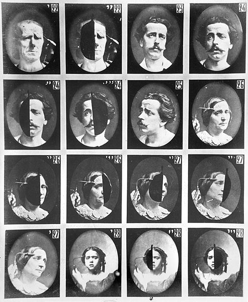 Physiognomical studies, from 22 to 28, from ''Mecanisme de la Physionomie humaine ou analyse electro de Guillaune Benjamin Duchenne de Boulogne