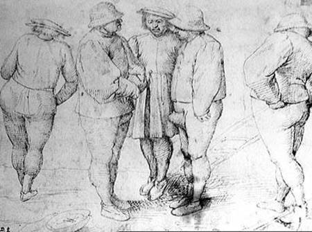 Peasants in Conversation (pen & ink on paper) de Giuseppe Pellizza da Volpedo