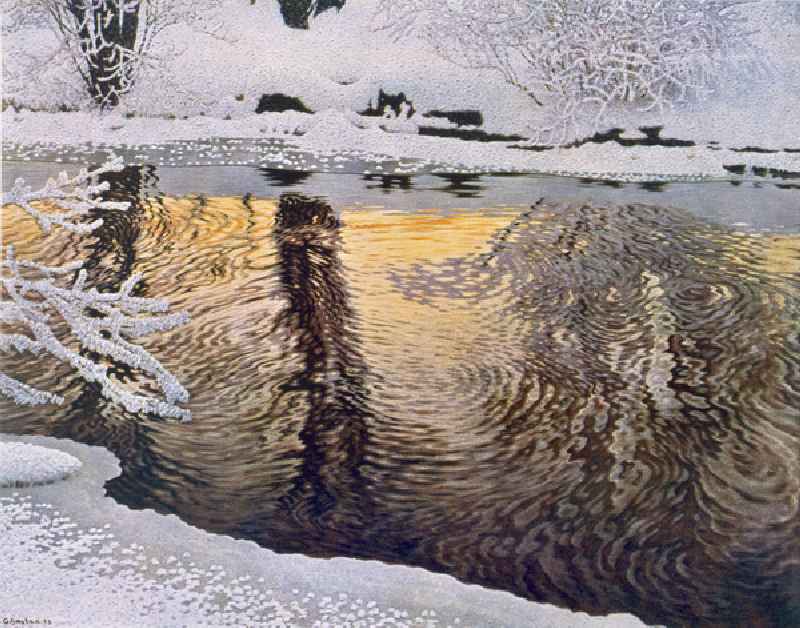 Frost, 1923 (colour litho) de Gustaf Edolf Fjaestad