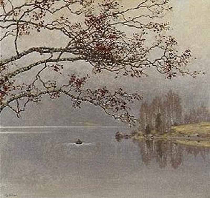 Winter at the lake. de Gustaf Edolf Fjaestad