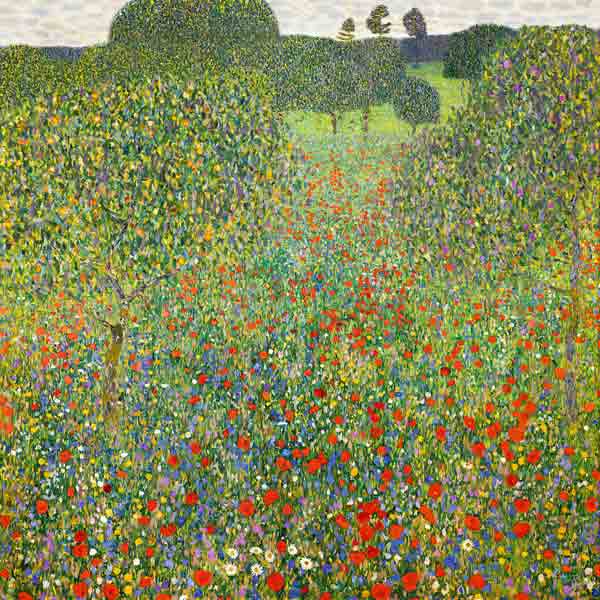 Pradera de amapolas de Gustav Klimt