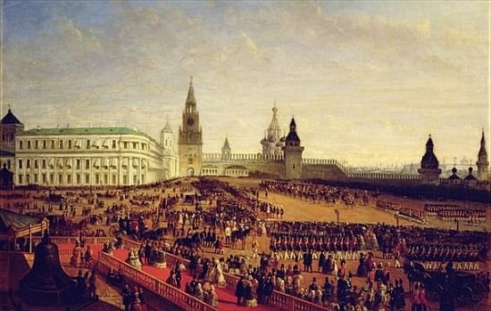 Military parade during the Coronation of Alexander II in the Moscow Kremlin on the 18th February 185 de Gustav Schwarz