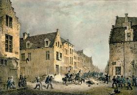 Diversion of a Dutch Division at the Porte de Flandre, Brussels, 23rd September 1830, engraved by Je