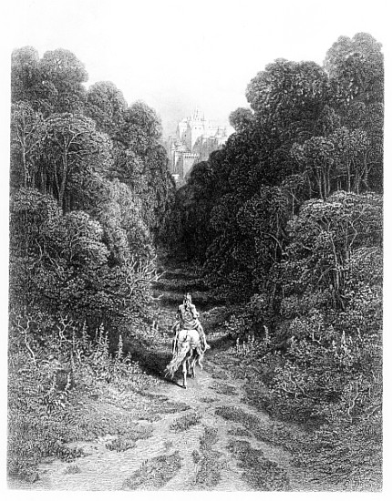 Lancelot approaches the Castle at Astolat, illustration from ''Idylls of the King'' de Gustave Alfred TennysonDore
