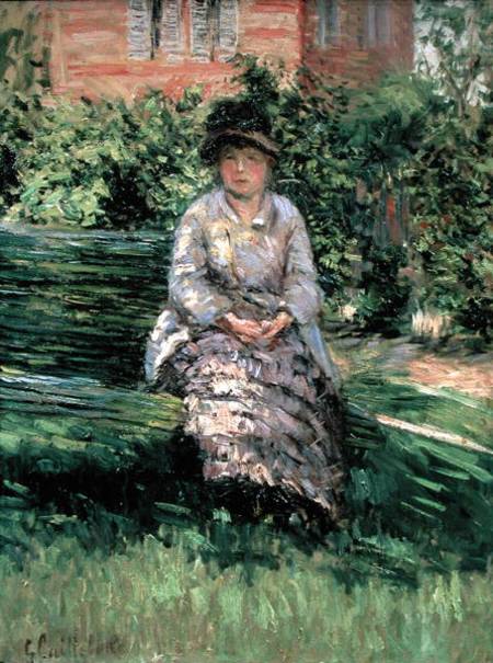 Madame Renoir (1860-1915) in the Garden at Petit-Gennevilliers de Gustave Caillebotte