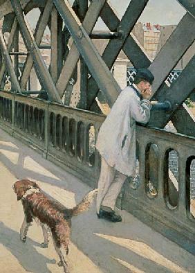 Puente de Europa : Detalle de hombre descansando con su perro