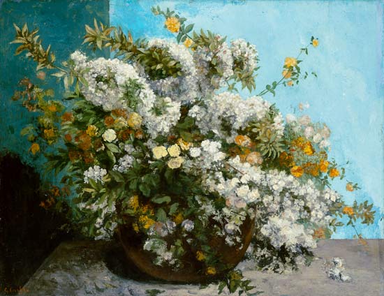 Naturaleza muerta con flores de Gustave Courbet