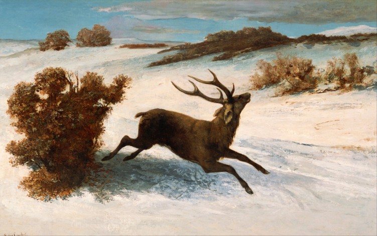 Deer Running in the Snow de Gustave Courbet