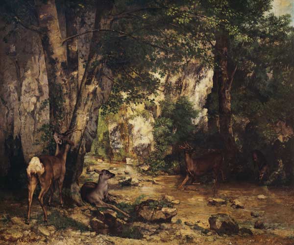 The Return of the Deer to the Stream at Plaisir-Fontaine de Gustave Courbet