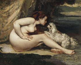 Femme nue au chien