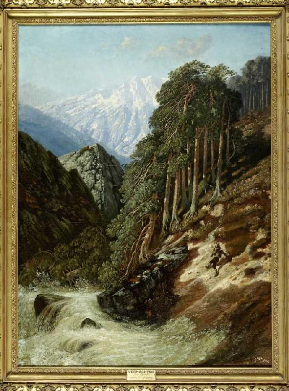 Alpine Landschaft mit Wildbach de Gustave Doré