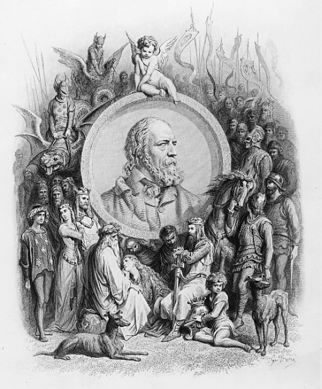 Frontispiece to ''Idylls of the King'' with a portrait of Alfred, Lord Tennyson de Gustave Doré