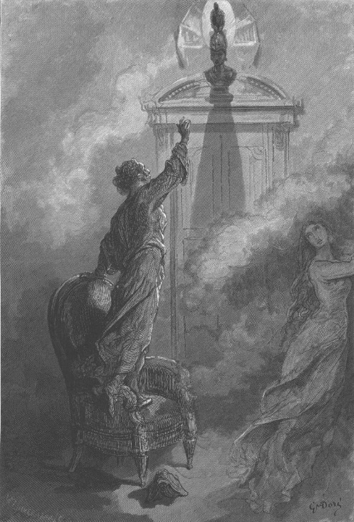 Illustration for the poem "The Raven" by Edgar Allan Poe de Gustave Doré