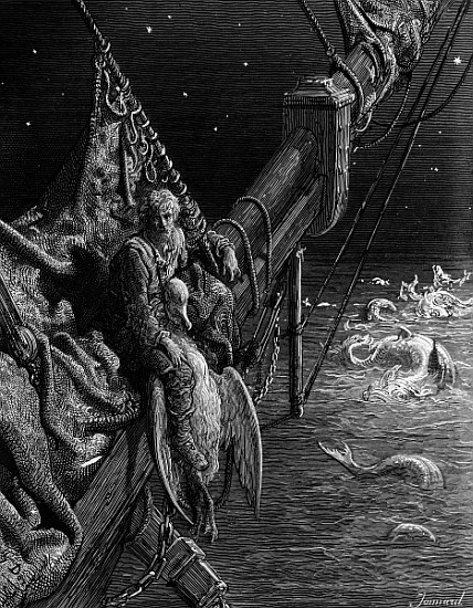 The Mariner gazes on the serpents in the ocean, scene from ''The Rime of the Ancient Mariner'' S.T.  de Gustave Doré
