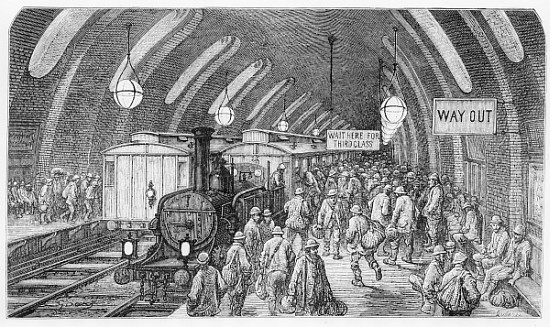 The workmen''s train, from ''London, a Pilgrimage'', written by William Blanchard Jerrold (1826-94)  de Gustave Doré