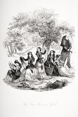 The five sisters of York, illustration from `Nicholas Nickleby' by Charles Dickens (1812-70) publish de Hablot Knight Browne