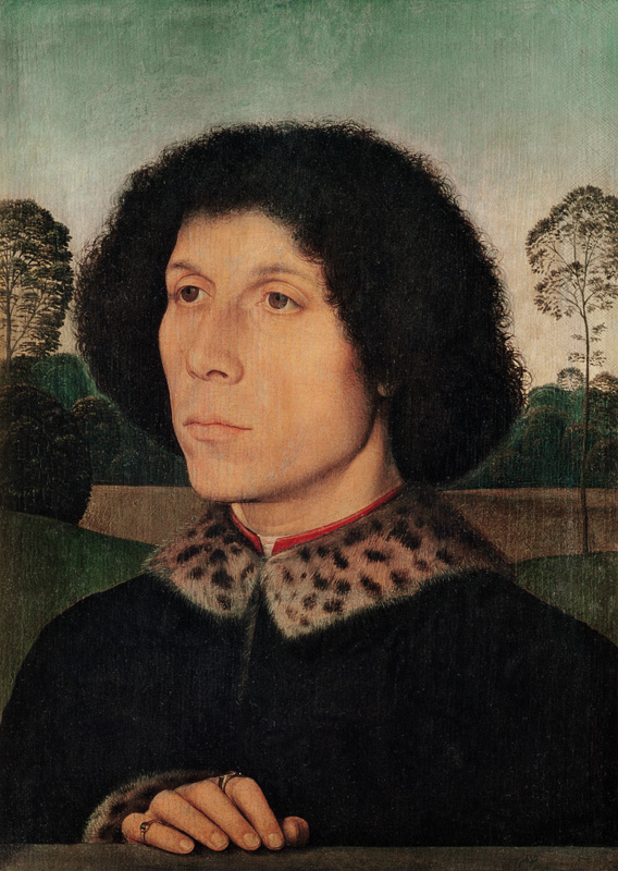 Portrait of a man against a landscape de Hans Memling