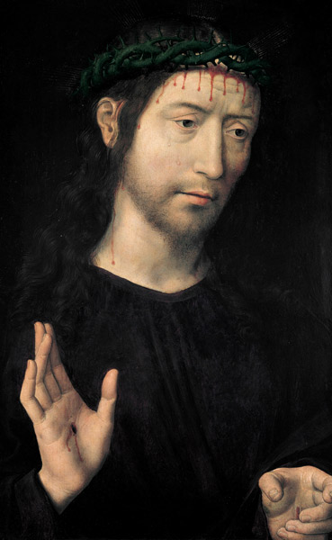 The Man of Sorrows Blessing de Hans Memling