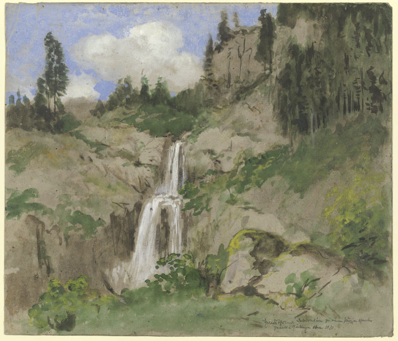 Landschaft mit Wasserfall (Dekoration zu einem Puppentheater) de Hans Thoma