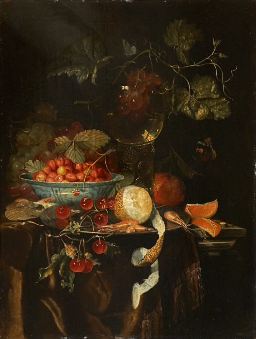 Still Life with Fruit and a Chinese Porcelain Bowl with Strawberries de Harmen Loeding