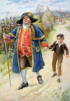 Mr Bumble and Oliver Twist, illustration for 'Character Sketches from Dickens' compiled by B.W. Matz de Harold Copping