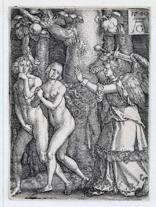 Die Geschichte von Adam und Eva: Die Vertreibung aus dem Paradies de Heinrich Aldegrever