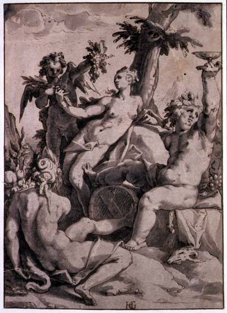 Ceres, Venus and Bacchus  & ink and grey wash on de Hendrick Goltzius