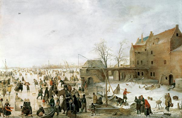 A Scene on the Ice near a Town de Hendrik Averkamp