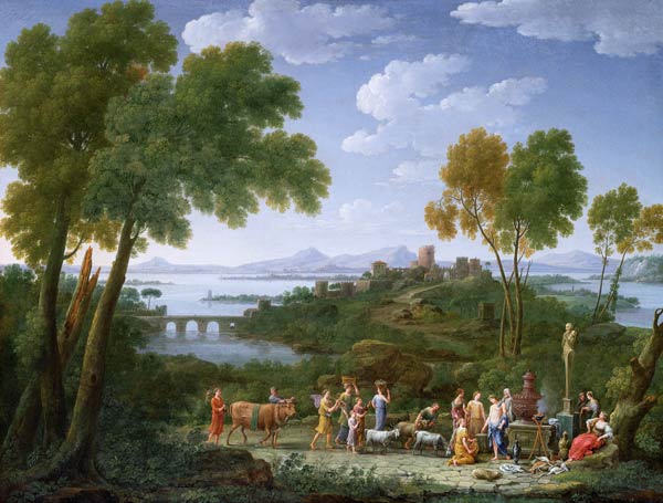 An Extensive Italianate Landscape with a Sacrifice de Hendrik van Lint