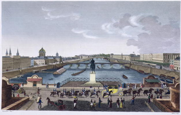 The Pont Neuf. c.1815-20 (colour engraving) de Henri Courvoisier-Voisin